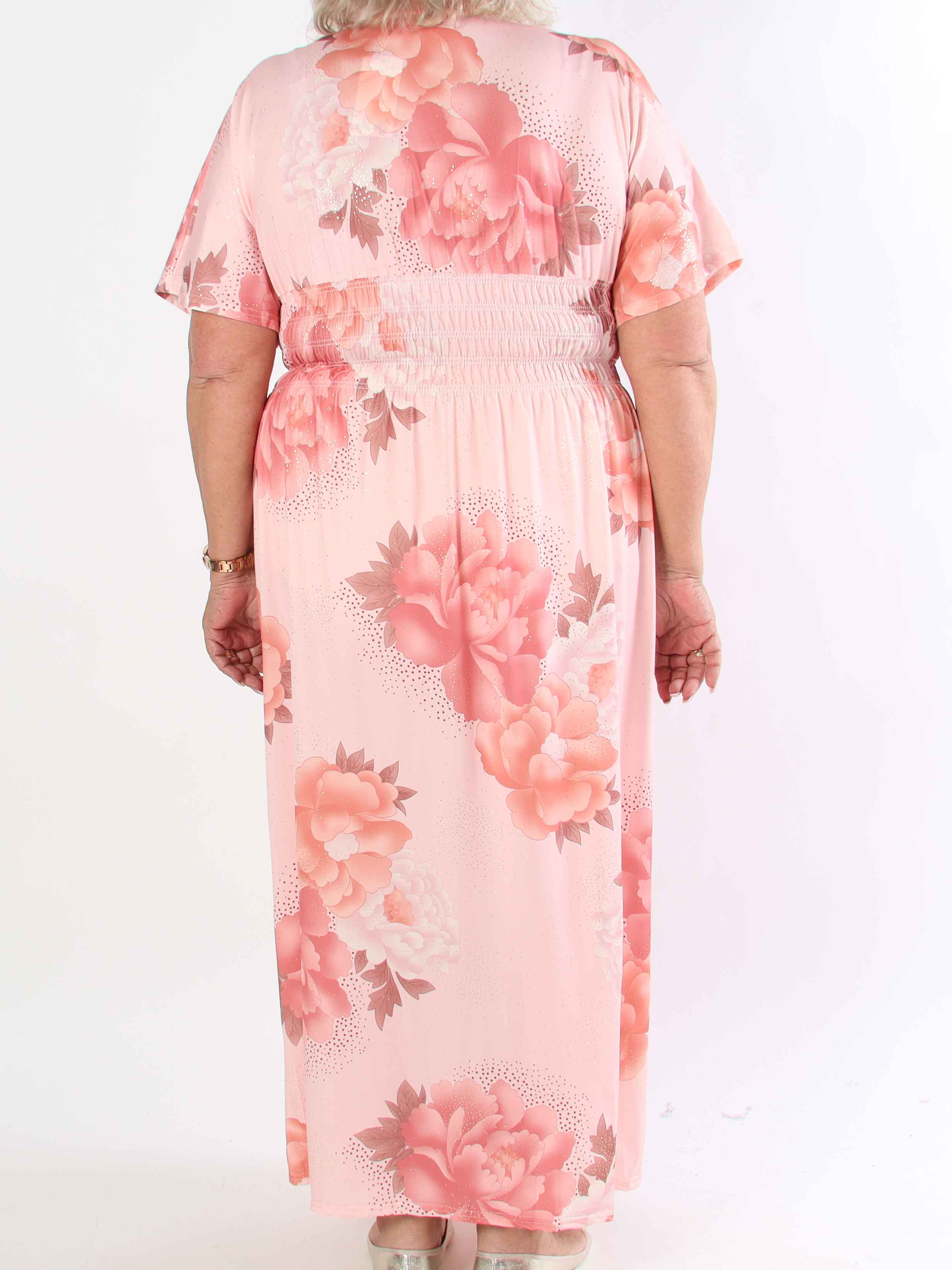 Pams Big Flower - Plus size elastisk kjole med blomster motiver